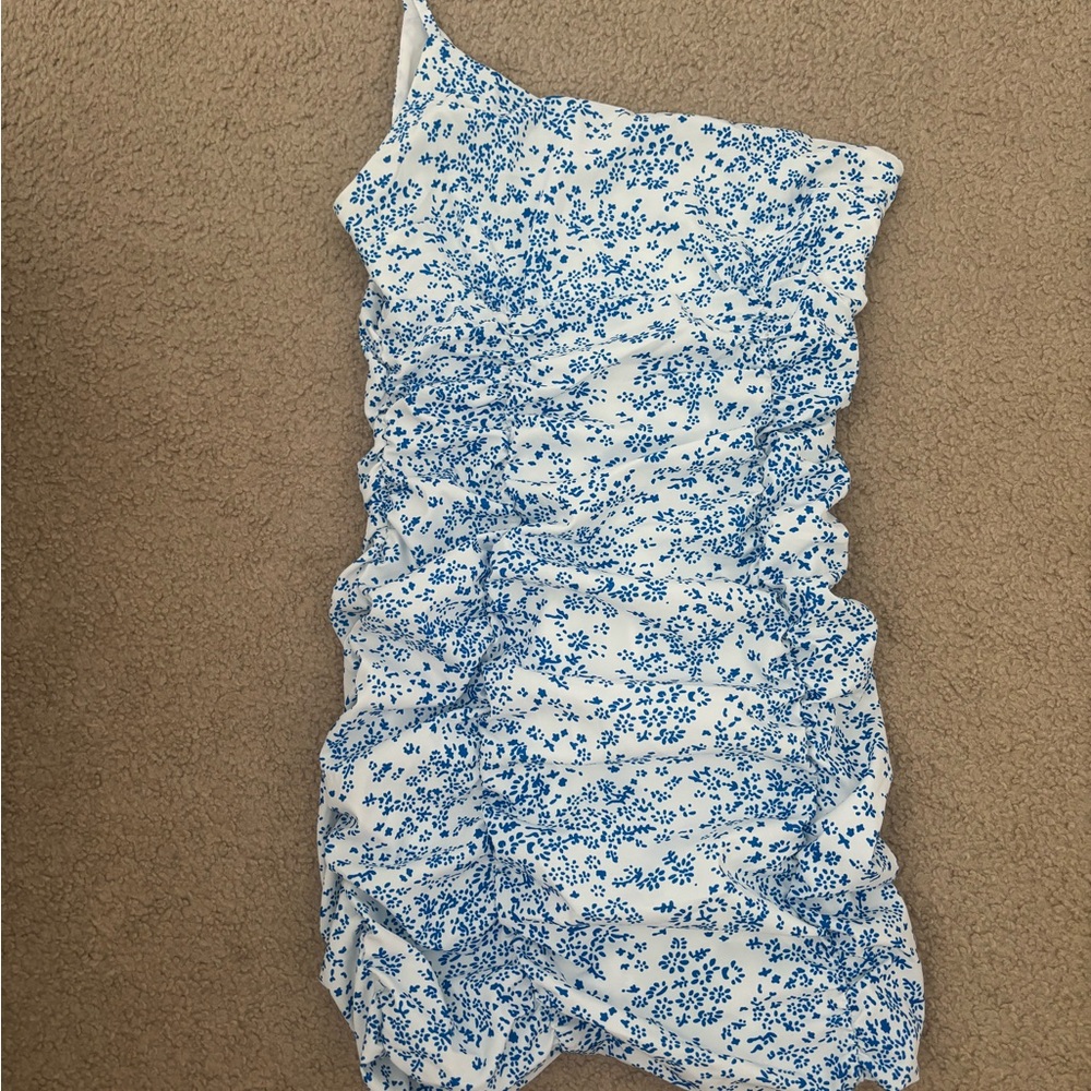 SHEIN Blue and White Floral Mini Dress